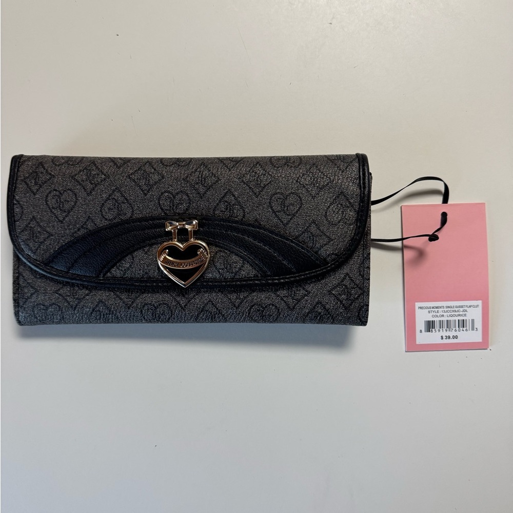 Juicy couture Black Wallet with Textured Design and Metallic Closure